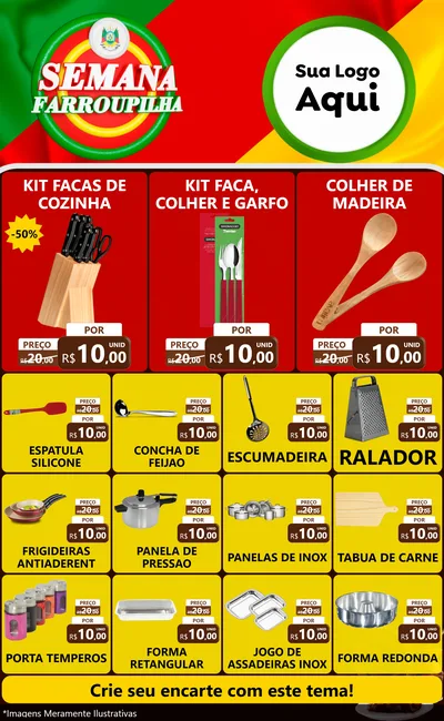 Modelo de Encarte para Encarte Grande com o tema Semana Farroupilha para Utilidades Domésticas