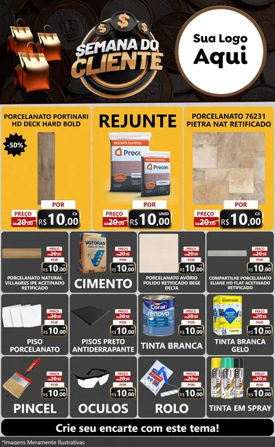 Modelo de Encarte para Encarte Grande com o tema Semana do Cliente para Pisos e revestimentos