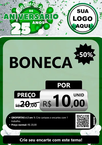 Modelo de Cartaz para Cartaz A4 Vertical com o tema Promoção de Aniversário - 25 Anos para Brinquedos