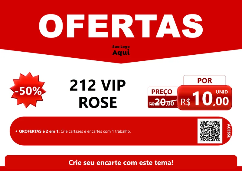 Modelo de Cartaz para Cartaz A4 Horizontal com o tema Ofertas Vermelho Cartaz para Perfumes