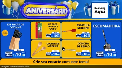 Modelo de TV para TV Horizontal com o tema Aniversário para Utilidades Domésticas