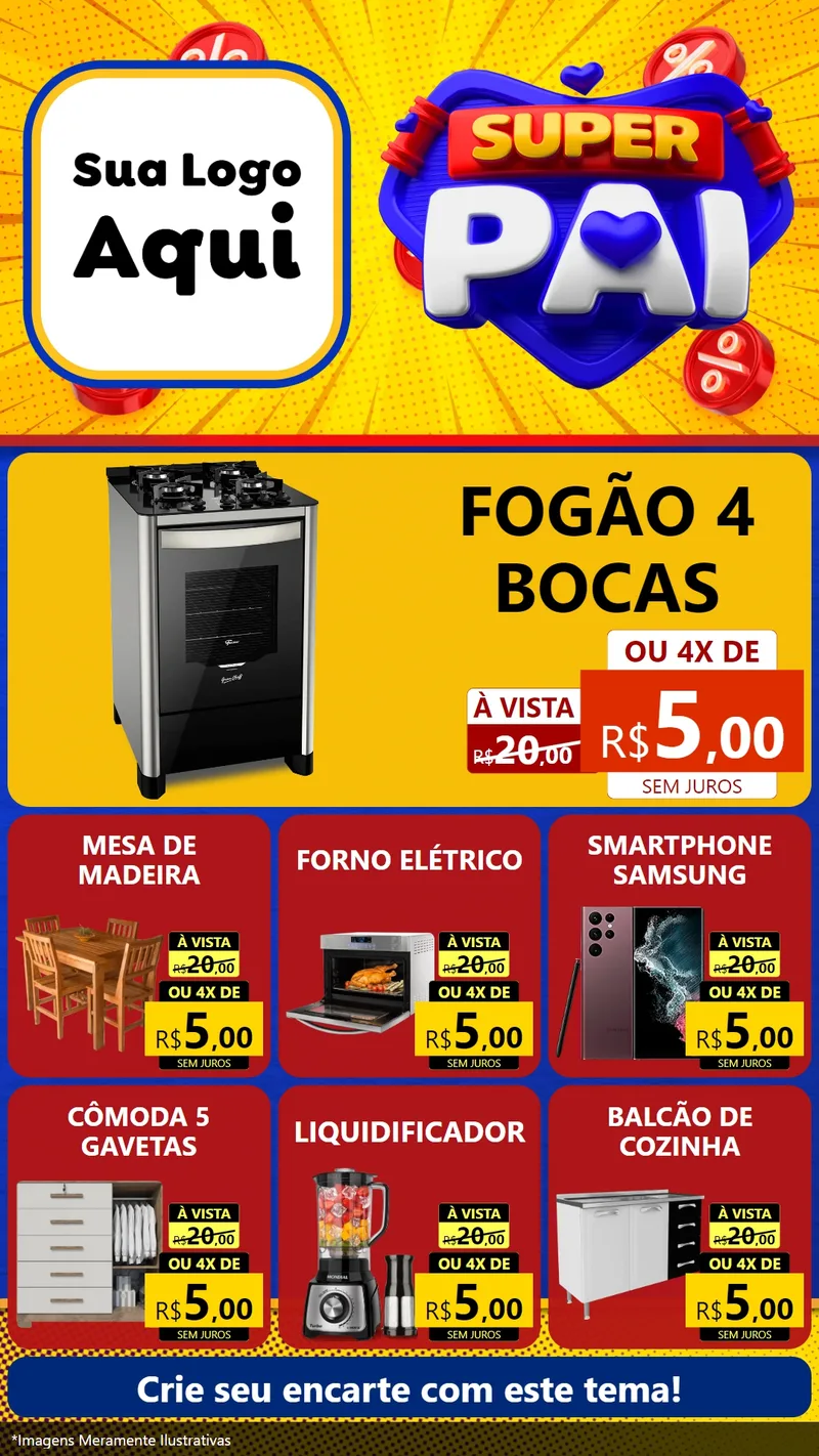 Modelo de Rede Social para Stories com o tema Super Pai para Móveis e Eletro