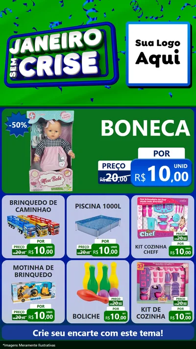 Modelo de Rede Social para Stories com o tema Janeiro Sem Crise para Brinquedos