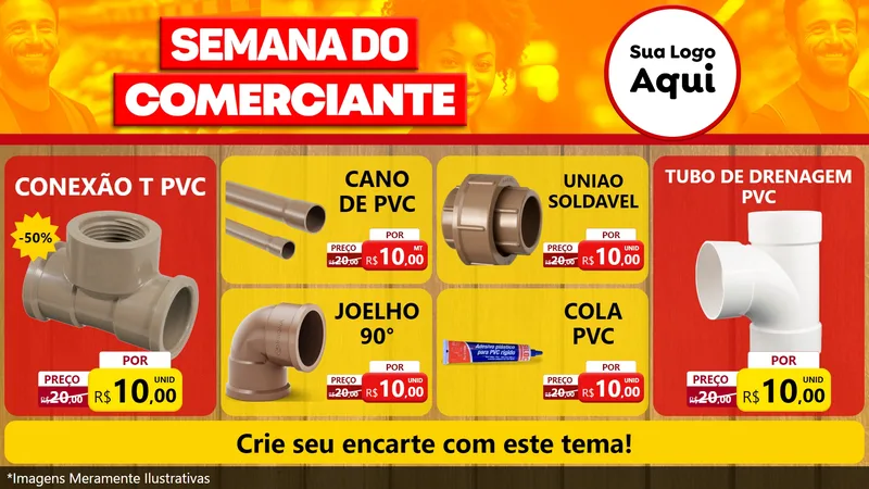 Modelo de TV para TV Horizontal com o tema Semana do Comerciante para Tubos e conexões