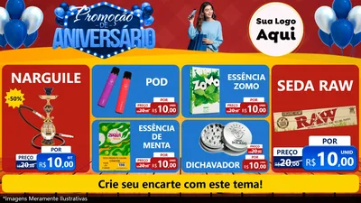 Modelo de TV para TV Horizontal com o tema Promoção de Aniversário para Tabacaria