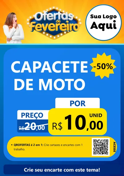 Modelo de Cartaz para Cartaz A4 Vertical com o tema Ofertas de Fevereiro para Moto peças