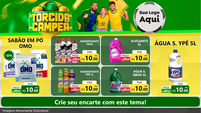 Modelo de TV para TV Horizontal com o tema Torcida Campeã - Copa para Produtos de Limpeza