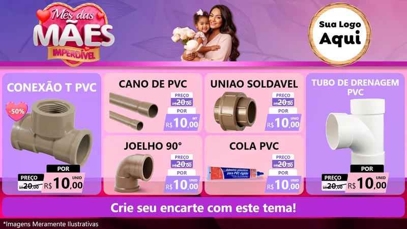 Modelo de TV para TV Horizontal com o tema Mês das Mães Imperdível para Tubos e conexões