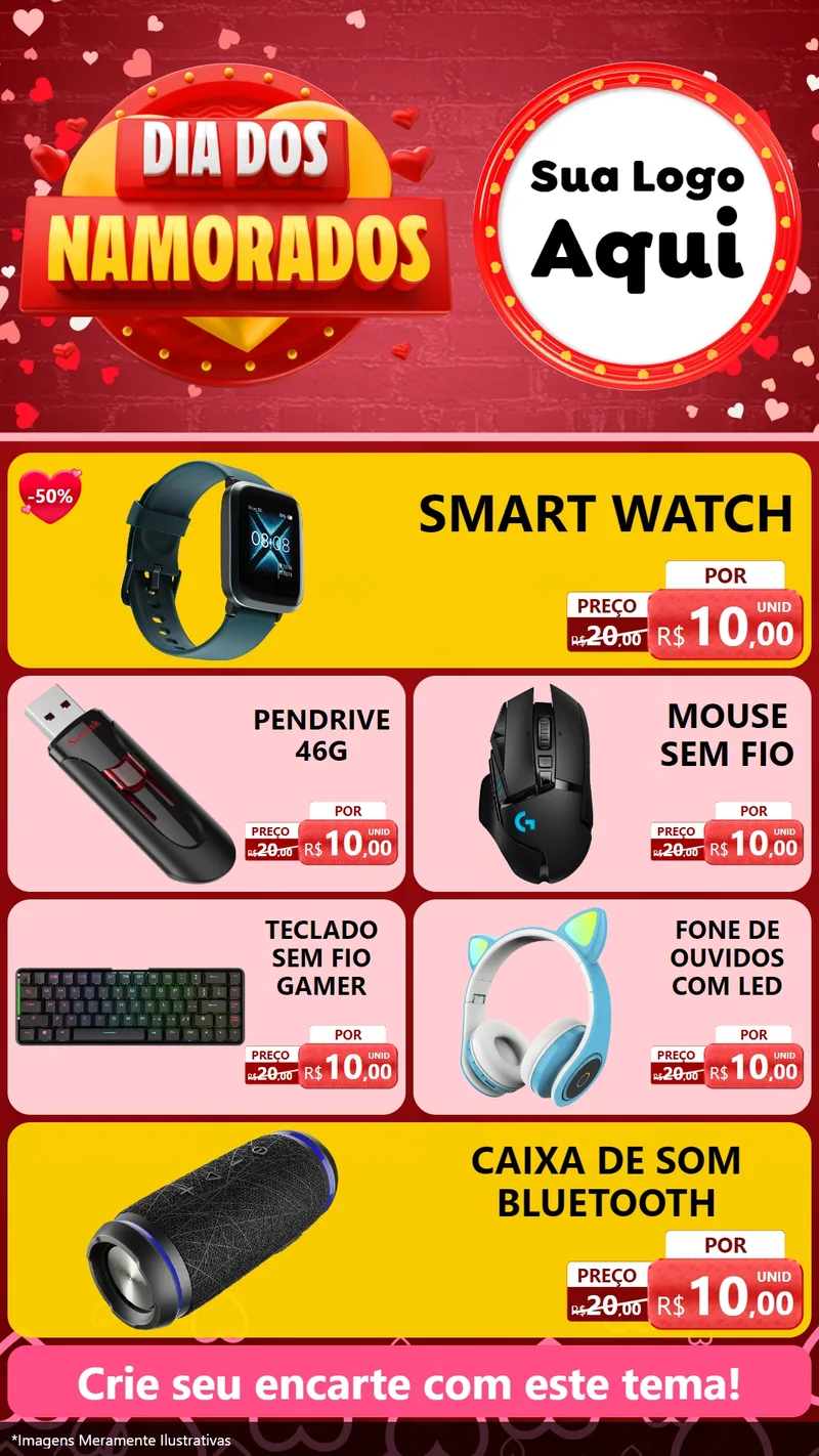 Modelo de TV para TV Vertical com o tema Dia Dos Namorados para Informática