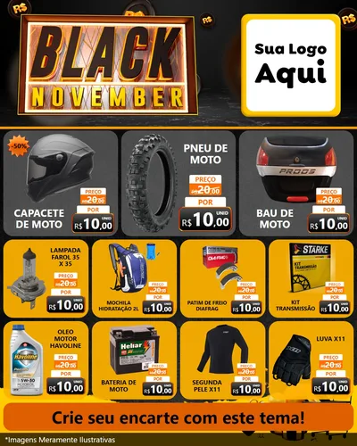 Modelo de Rede Social para Feed Instagram com o tema Black November para Moto peças