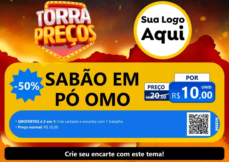 Modelo de Cartaz para Cartaz A4 Horizontal com o tema Torra Preços para Produtos de Limpeza