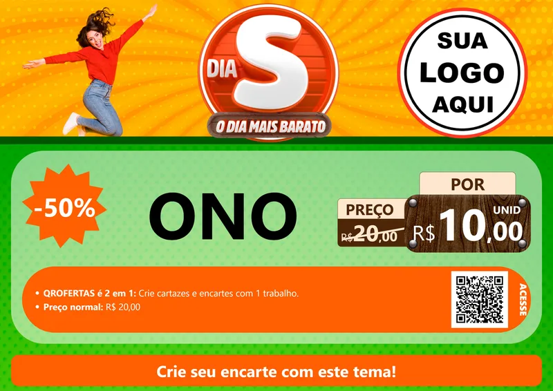 Modelo de Cartaz para Cartaz A4 Horizontal com o tema Dia S - O Dia Mais Barato para Óticas