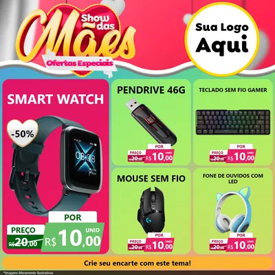 Modelo de Rede Social para Feed Facebook com o tema Show das Mães - Ofertas Especiais para Informática