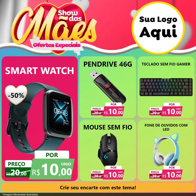 Modelo de Rede Social para Feed Facebook com o tema Show das Mães - Ofertas Especiais para Informática