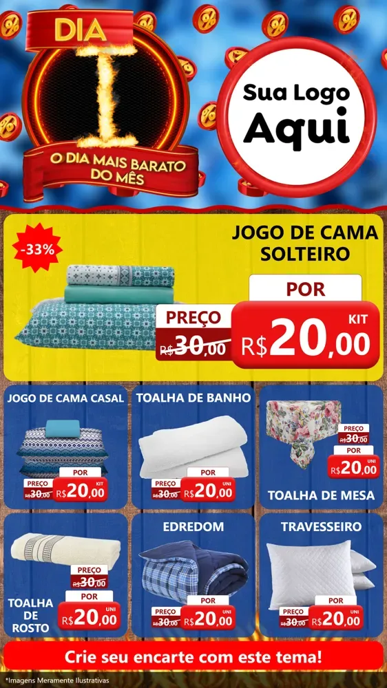 Modelo de Rede Social para Stories com o tema Dia I - O Dia Mais Barato Do Mês para Cama, Mesa e Banho