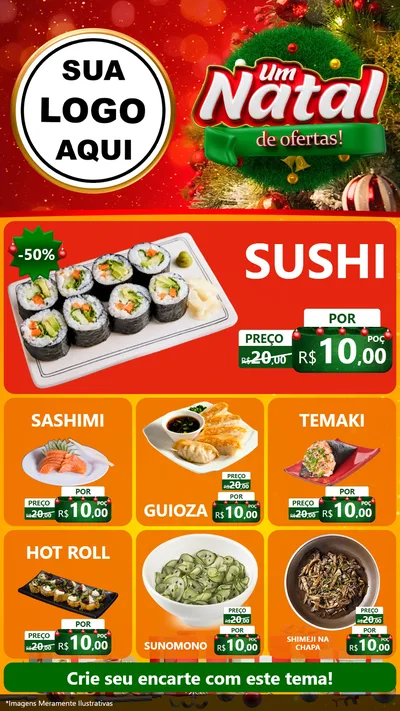 Modelo de Rede Social para Stories com o tema Um Natal de Ofertas para Comida japonesa