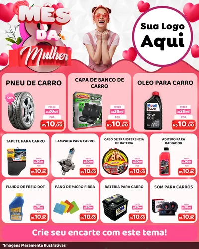 Modelo de Rede Social para Feed Instagram com o tema Mês da Mulher para Auto peças