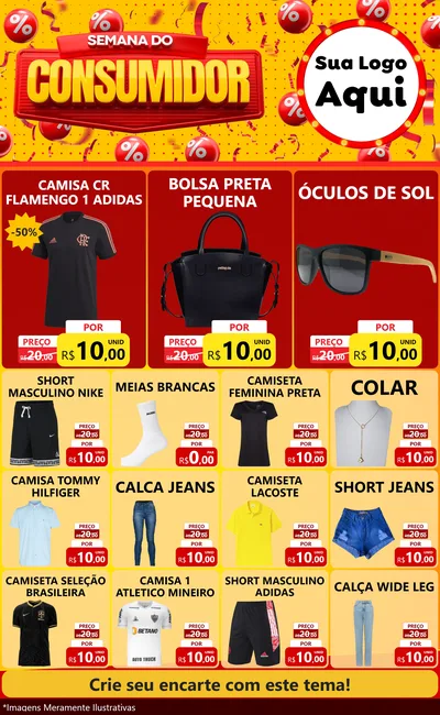 Modelo de Encarte para Encarte Grande com o tema Semana do Consumidor para Roupas e acessórios