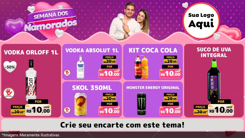 Modelo de TV para TV Horizontal com o tema Semana dos Namorados para Distribuidora de bebidas