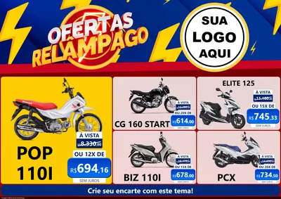 Modelo de Encarte para Encarte A4 Horizontal com o tema Ofertas Relâmpago para Concessionaria de Motos