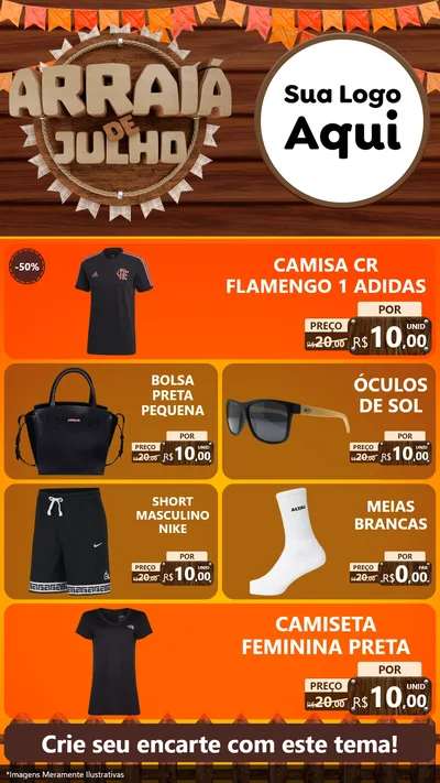 Modelo de TV para TV Vertical com o tema Arraiá de Julho - Junina para Roupas e acessórios