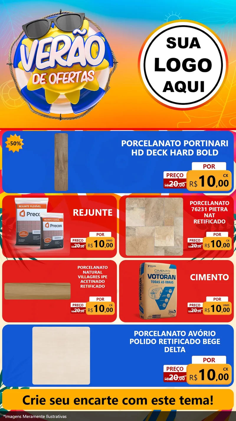Modelo de TV para TV Vertical com o tema Verão de Ofertas para Pisos e revestimentos