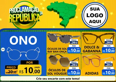 Modelo de Encarte para Encarte A4 Horizontal com o tema Proclamação da República para Óticas