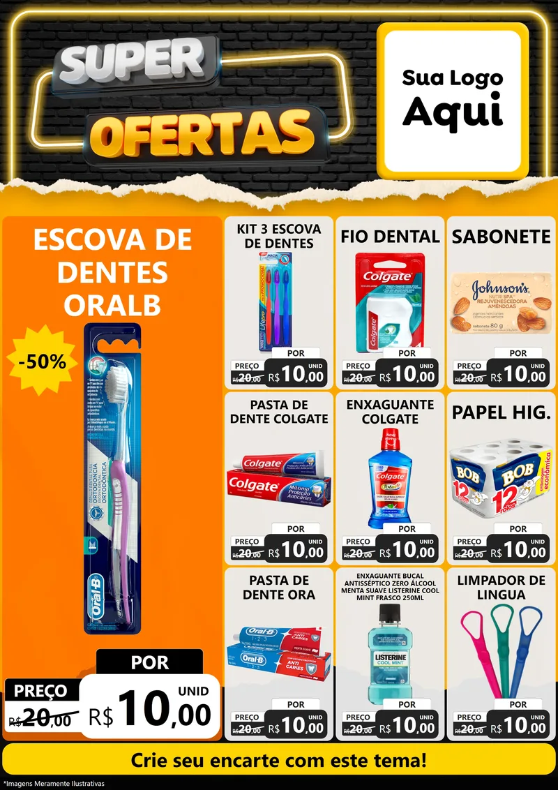Modelo de Encarte para Encarte A4 Vertical com o tema Super Ofertas para Higiene Pessoal