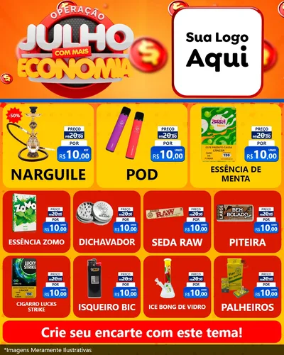 Modelo de Rede Social para Feed Instagram com o tema Operação Julho Com Mais Economia para Tabacaria