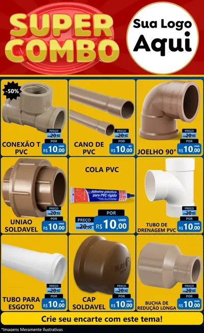 Modelo de Encarte para Encarte Grande com o tema Super Combo para Tubos e conexões
