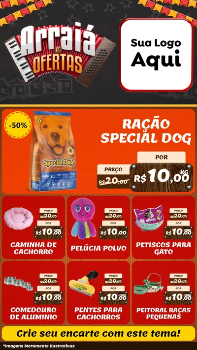 Modelo de Rede Social para Stories com o tema Arraiá de Ofertas - Junina para Pet Shop