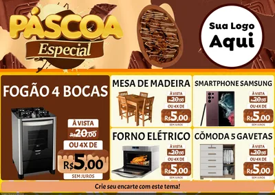 Modelo de Encarte para Encarte A4 Horizontal com o tema Páscoa Especial para Móveis e Eletro