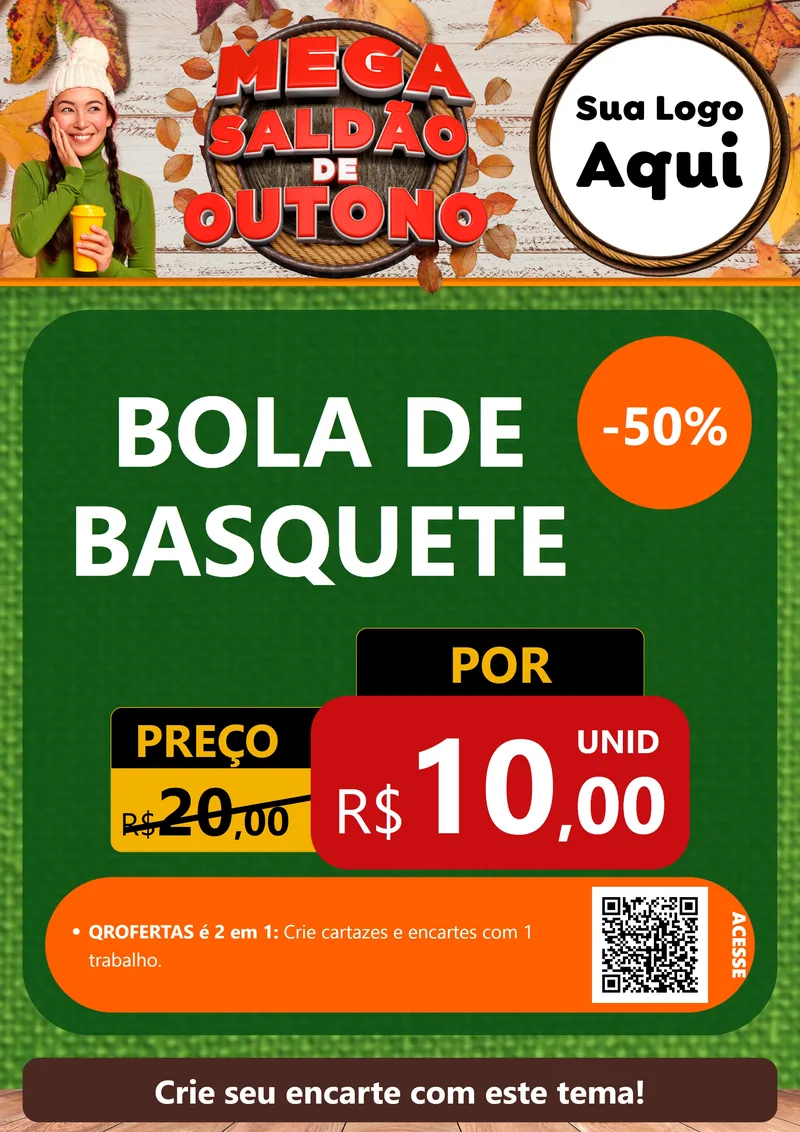 Modelo de Cartaz para Cartaz A4 Vertical com o tema Mega Saldão de Outono para Artigos Esportivos