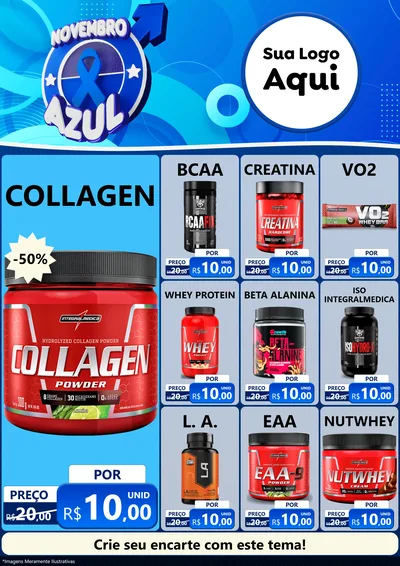Modelo de Encarte para Encarte A4 Vertical com o tema Novembro Azul para Suplementos alimentares