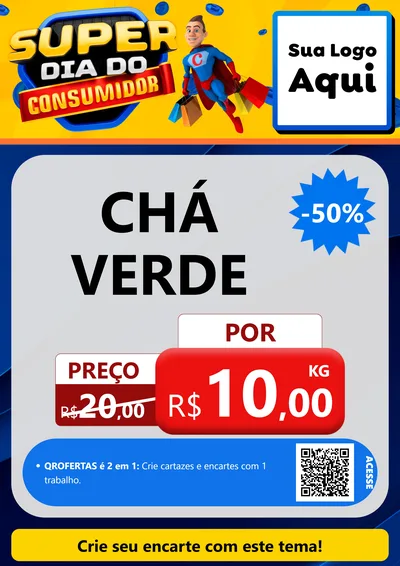 Modelo de Cartaz para Cartaz A4 Vertical com o tema Super Dia do Consumidor para Produtos Naturais
