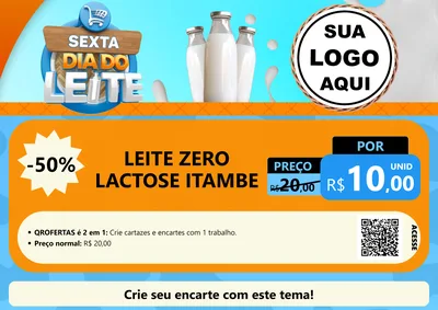Modelo de Cartaz para Cartaz A4 Horizontal com o tema Sexta Dia do Leite para Frios e Laticínios