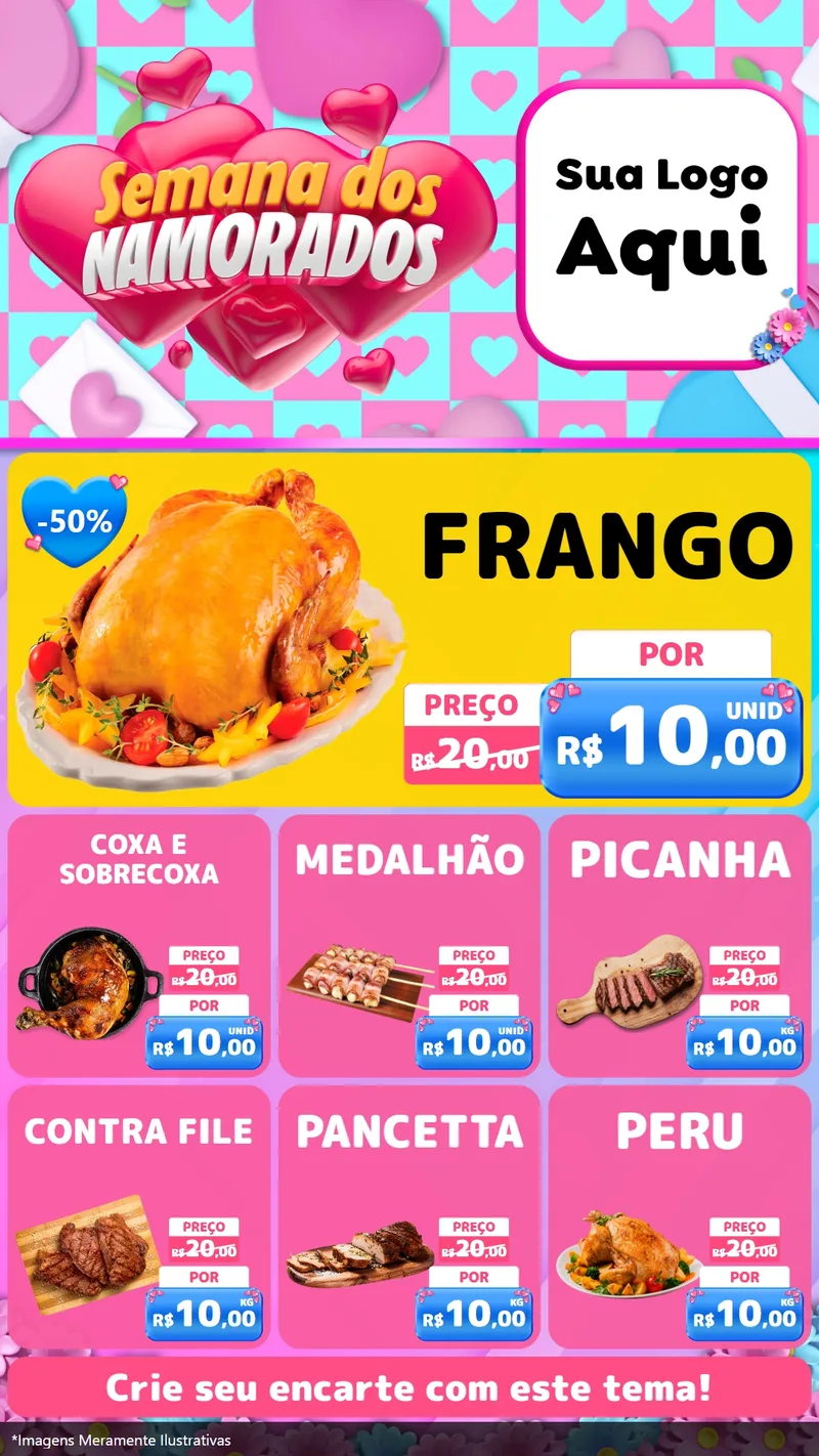 Modelo de Rede Social para Stories com o tema Semana dos Namorados para Assados