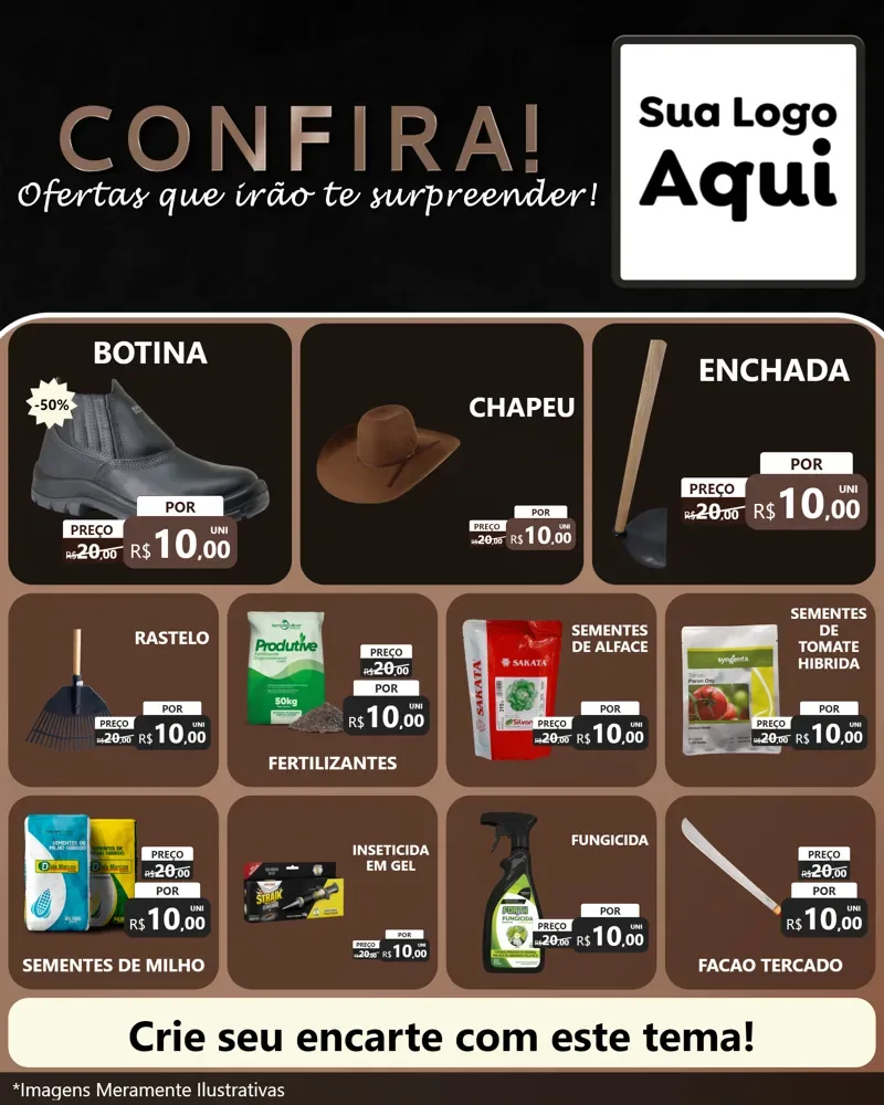 Modelo de Rede Social para Feed Instagram com o tema Confira! Ofertas que irão te surpreender! para Agropecuária