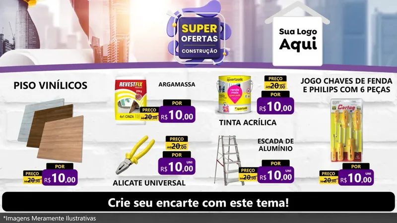 Modelo de TV para TV Horizontal com o tema Super Ofertas - Construção para Material para Construção