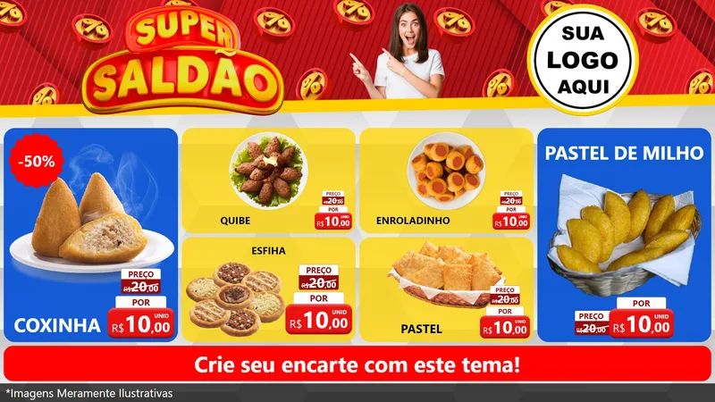 Modelo de TV para TV Horizontal com o tema Super Saldão para Salgadaria