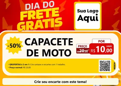 Modelo de Cartaz para Cartaz A4 Horizontal com o tema Dia do Frete Grátis para Moto peças