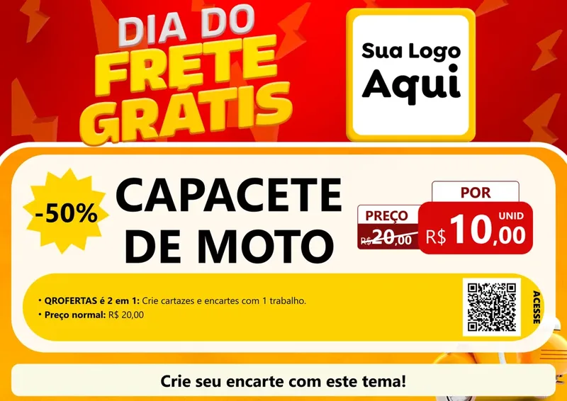 Modelo de Cartaz para Cartaz A4 Horizontal com o tema Dia do Frete Grátis para Moto peças