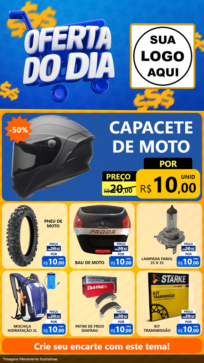 Modelo de Rede Social para Stories com o tema Oferta do Dia para Moto peças