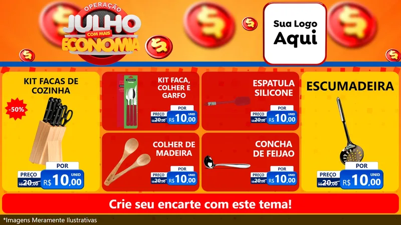 Modelo de TV para TV Horizontal com o tema Operação Julho Com Mais Economia para Utilidades Domésticas