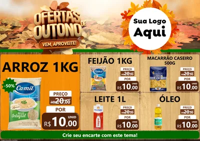 Modelo de Encarte para Encarte A4 Horizontal com o tema Ofertas de Outono - Vem, Aproveite! para Supermercado