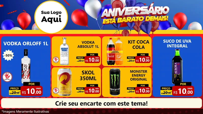 Modelo de TV para TV Horizontal com o tema Aniversário para Distribuidora de bebidas