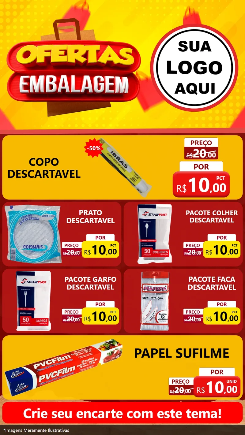 Modelo de TV para TV Vertical com o tema Ofertas Embalagem para Embalagens