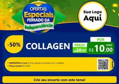 Modelo de Cartaz para Cartaz A4 Horizontal com o tema Ofertas Especiais Feriado da Independência para Suplementos alimentares