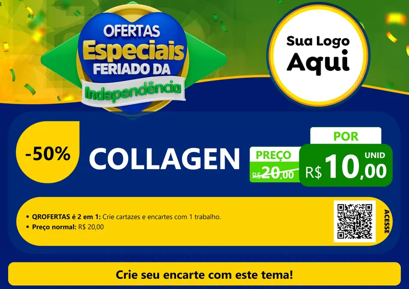 Modelo de Cartaz para Cartaz A4 Horizontal com o tema Ofertas Especiais Feriado da Independência para Suplementos alimentares