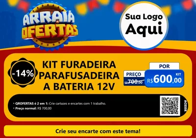 Modelo de Cartaz para Cartaz A4 Horizontal com o tema Arraiá de Ofertas - Junina para Maquinas e Ferramentas